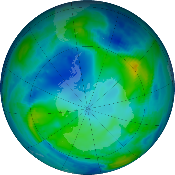 Antarctic ozone map for 23 May 1997